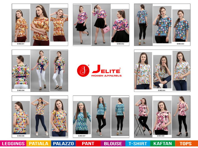 Jelite Orchid Crepe Western Latest Fancy Designer Casual Wear Western Cotton Digital Ladies Top Collection
